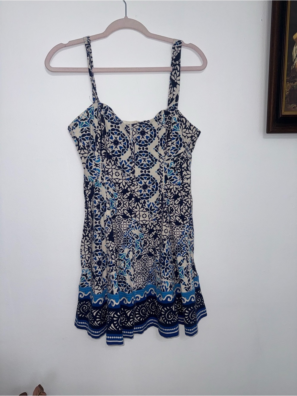 Avec Les Filles Patterned Spaghetti-Strap Mini Dress